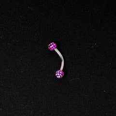 16G 5/16 Purple Polka Dot UV Reactive Acrylic Ball Curved Barbell