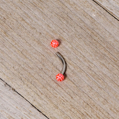 16G 5/16 Pink Polka Dot UV Reactive Acrylic Ball Curved Barbell