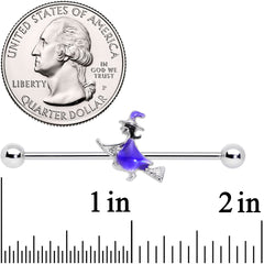 14G Blue Spooky Halloween Witch Industrial Barbell 38mm