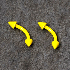 16G 5/16 Yellow Glow in the Dark Cone End Curved Barbell Set of 2