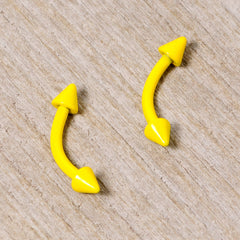 16G 5/16 Yellow Glow in the Dark Cone End Curved Barbell Set of 2