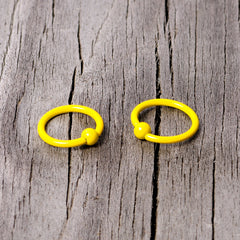 16G 3/8 Yellow Glow in the Dark BCR Captive Ring Set of 2