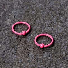 16G 3/8 Pink Glow in the Dark BCR Captive Ring Set of 2