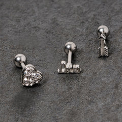 16G 1/4 Clear Gem Valentine Cartilage Tragus Set