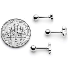 16G 1/4 Clear Gem Valentine Cartilage Tragus Set