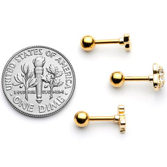 16G 1/4 Clear Gem Gold Tone Plated Valentine Cartilage Set