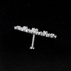 16G 1/4 Clear CZ Gem Floral Internally Threaded Labret