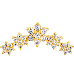 16G 1/4 Clear CZ Gem Gold Tone Floral Internal Thread Labret