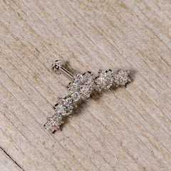 16G 5/16 Clear CZ Gem Floral Internal Thread Labret