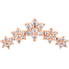 16G 5/16 Clear CZ Rose Gold Tone Floral Internal Thread Labret