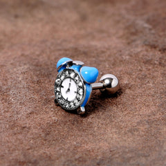 16G 1/4 Clear Gem Light Blue Alarm Clock Cartilage Tragus Earring