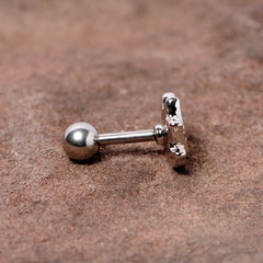 16G 1/4 Clear Gem Lotus Flower Cartilage Tragus Earring