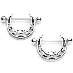 14G 7/8 Starry Crescent Moon Nipple Shield Set