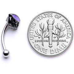 16G 5/16 Black Purple Cauldron Halloween Curved Eyebrow Ring