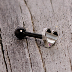 16G 1/4 Black Grey Purple Asexual Pride Heart Cartilage Tragus