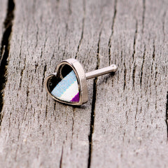 20G 3/8 Black Grey Purple Asexual Pride Heart Nose Bone