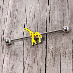 14G Yellow Brown Giraffe Industrial Barbell 38mm