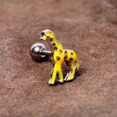 16G 1/4 Brown Yellow Giraffe Cartilage Tragus Earring