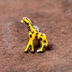 16G 1/4 Brown Yellow Giraffe Cartilage Tragus Earring