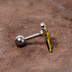 16G 1/4 Brown Yellow Giraffe Cartilage Tragus Earring