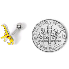16G 1/4 Brown Yellow Giraffe Cartilage Tragus Earring