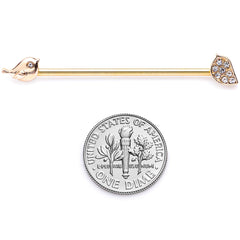 14G Clear Gem Gold Tone Little Birds Industrial Barbell 38mm