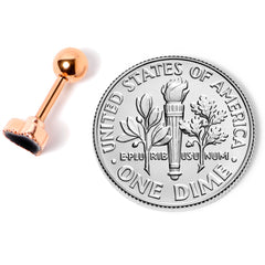 16G 1/4 Rose Gold Tone Black Heart Cartilage Tragus Earring