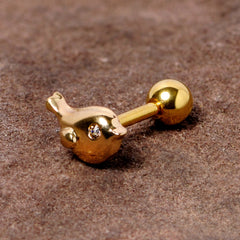 16G 1/4 Clear Gem Gold Tone Little Bird Cartilage Tragus Earring
