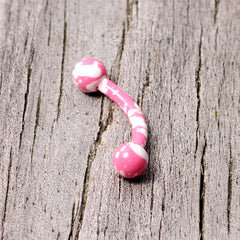 16G 5/16 Pink White Glow in the Dark Curved Eyebrow Ring