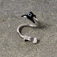Hat and Broom Im a Witch Kit Halloween Spiral Twister Belly Ring
