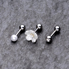 16G 1/4 Clear Gem Flower Cartilage Tragus Set of 3
