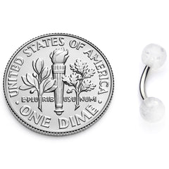 16G 1/4 Clear Speckled Acrylic Ends Curved Barbell