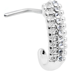 20G 5/16 Clear Gem Texture Faux Hoop L Shaped Nose Ring