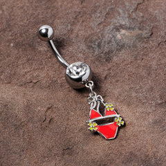 Clear Gem Red Itty Bitty Bikini Dangle Belly Ring