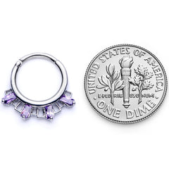 16G 3/8 Purple Gem Rectangle Septum Clicker