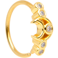 20G 5/16 Clear CZ Gem Gold Tone Crescent Moon Nose Hoop