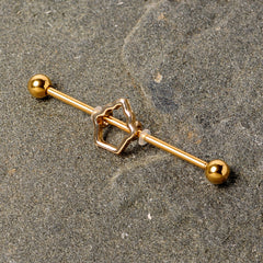 14G Gold Tone Hollow Cupcake Industrial Barbell 38mm