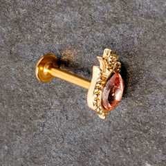 16G 5/16 Pink Gem Gold Tone Tulip Flower Labret Monroe Tragus