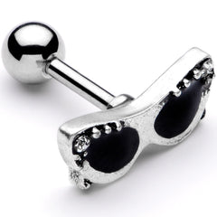 16G 1/4 Clear Gem 50s Retro Sunglasses Cartilage Tragus Earring