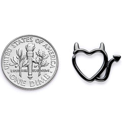 16G 5/16 Black Little Devil Halloween Heart Closure Ring