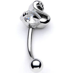 16G 5/16 Clear CZ Gem Sleek Swan Curved Eyebrow Ring