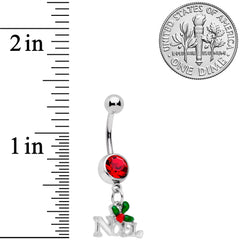 Red Gem Noel Winter Holiday Christmas Dangle Belly Ring