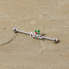 14G Red Gem Noel Holiday Christmas Industrial Barbell 38mm