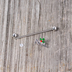 14G Red Gem Noel Holiday Christmas Industrial Barbell 38mm