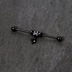 14G Clear Gem Heart Bat Halloween Dangle Industrial Barbell 38mm