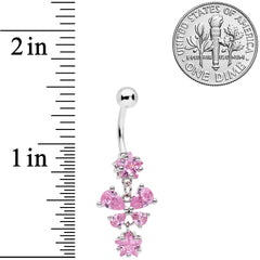 Pink Gem Star Bow Dangle Belly Ring
