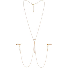 14G 5/8 Clear Gem Gold Tone Heart Star Nipple Chain Necklace