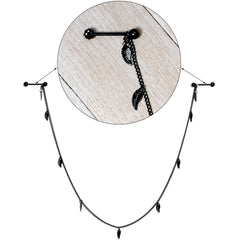 14G 5/8 Black Gem Black Autumn Leaves Dangle Nipple Chain