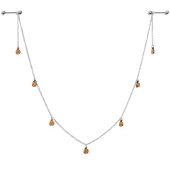 14G 5/8 Orange Pumpkin Patch Halloween Dangle Nipple Chain