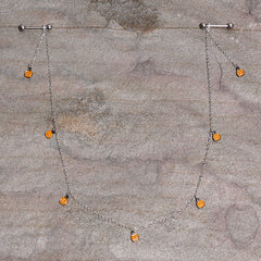 14G 5/8 Orange Pumpkin Patch Halloween Dangle Nipple Chain